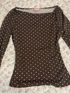 Faded Rose Brown Polka Dot Long Sleeve Tee